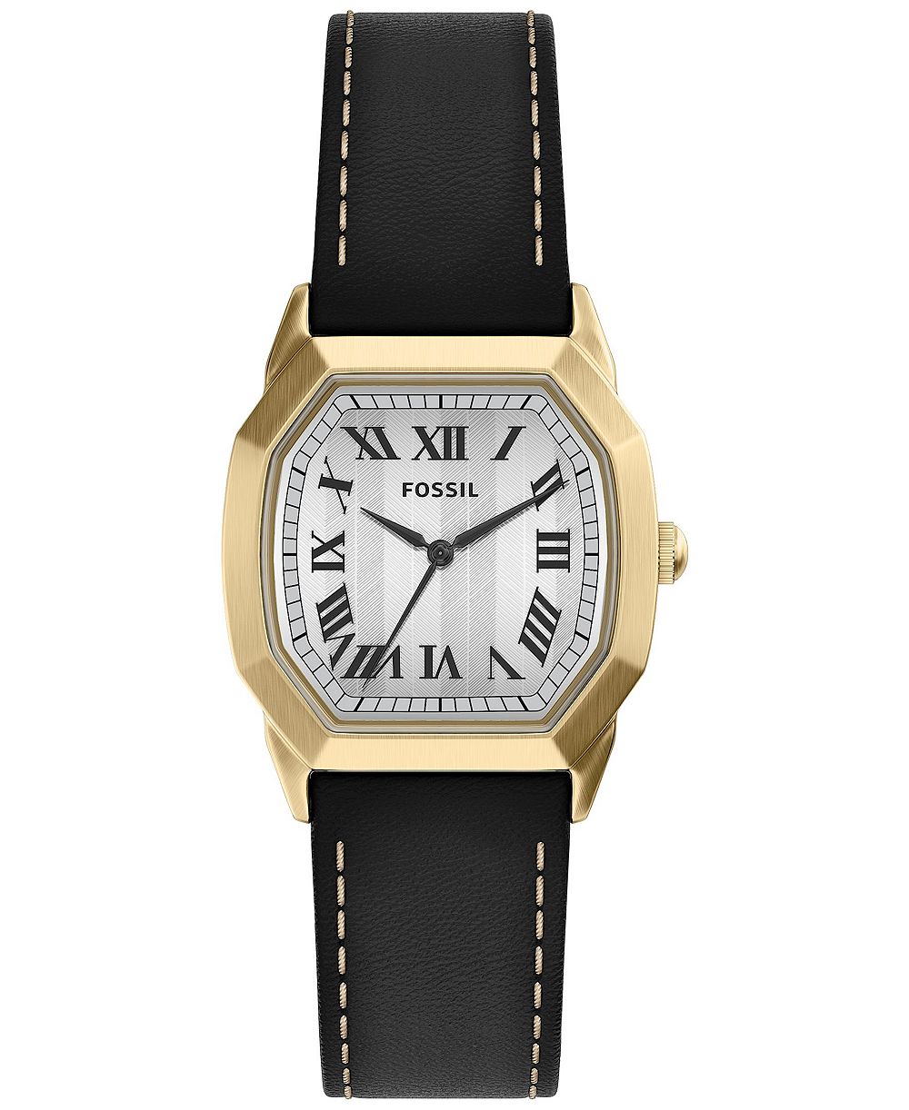 Мужские часы Fossil Harlow Three-Hand Black Leather 33mm