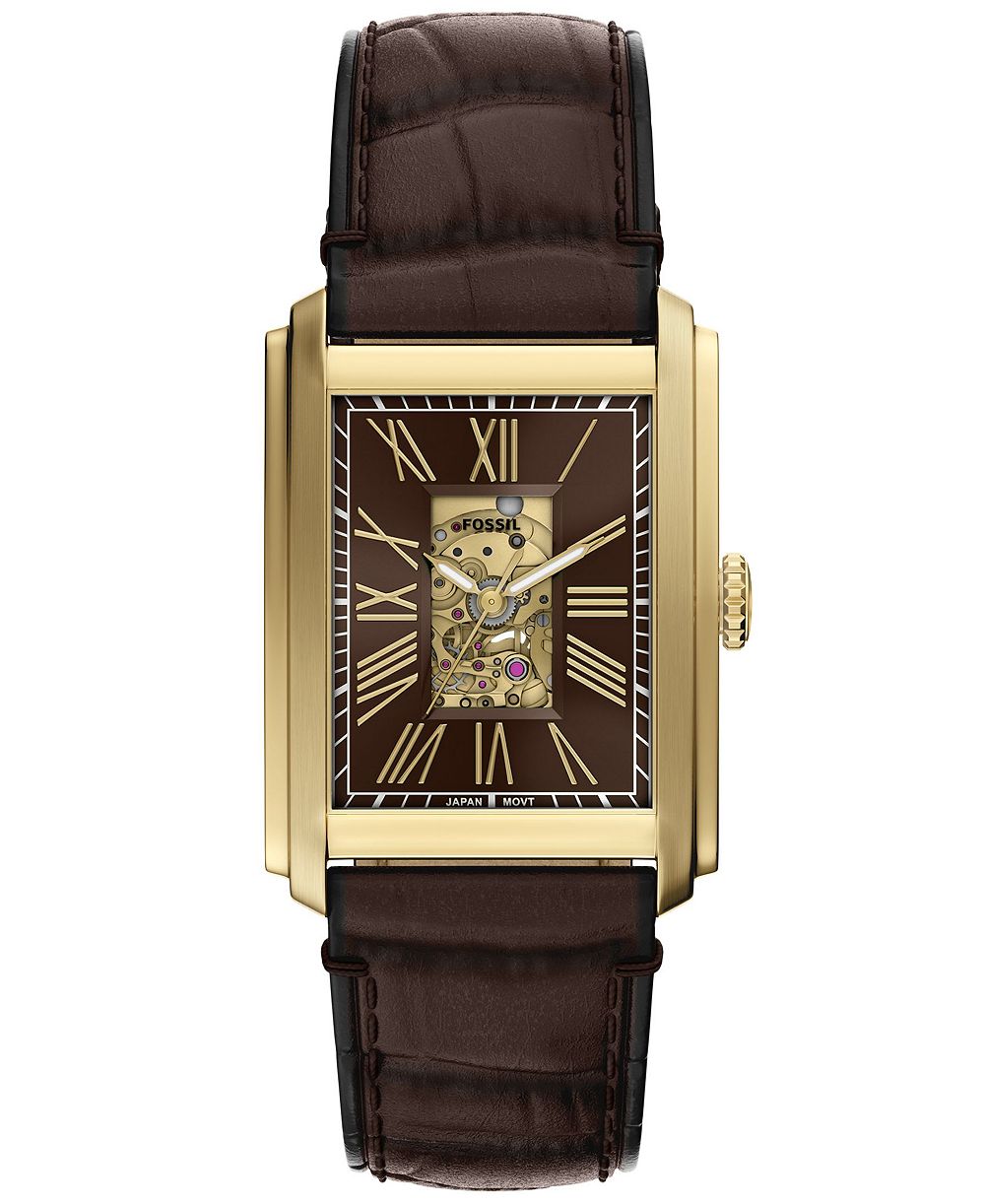 Fossil Men's Carraway Automatic Brown Croco Leather Watch 42mm