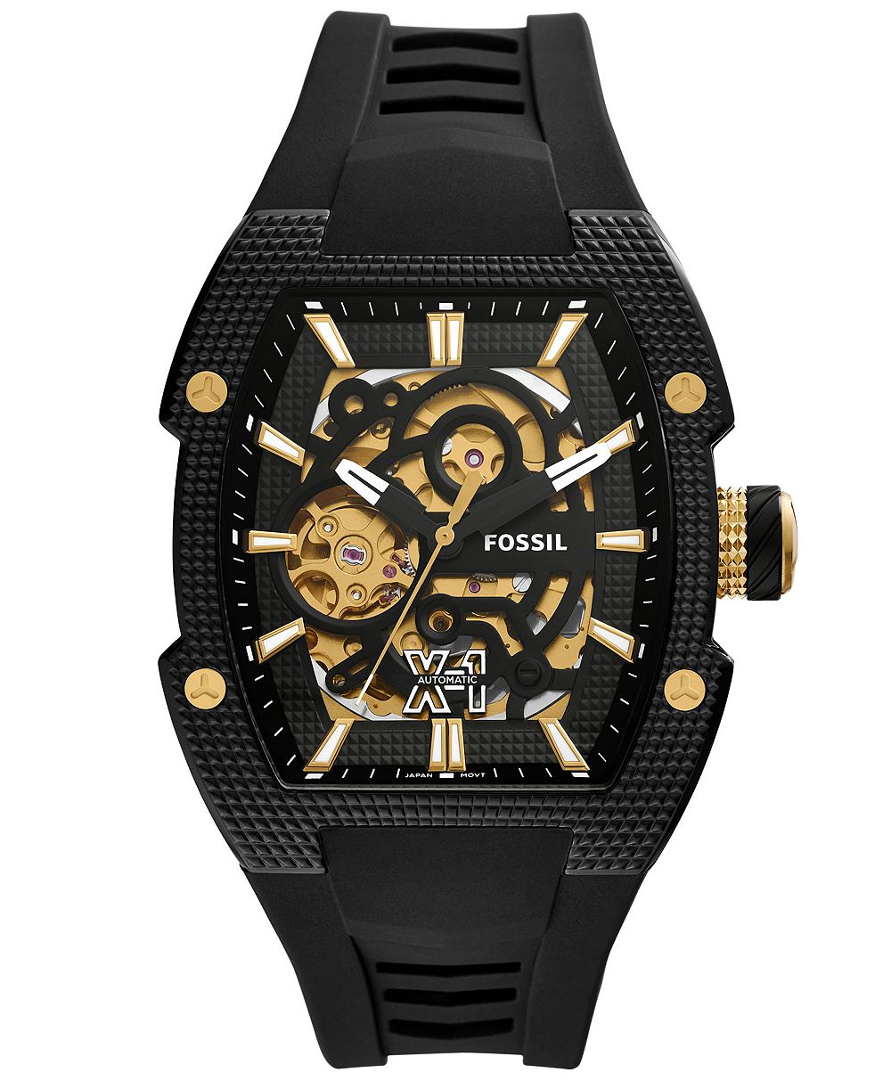 Fossil Men's Machine X1 Automatic Black Silicone Watch 44mm