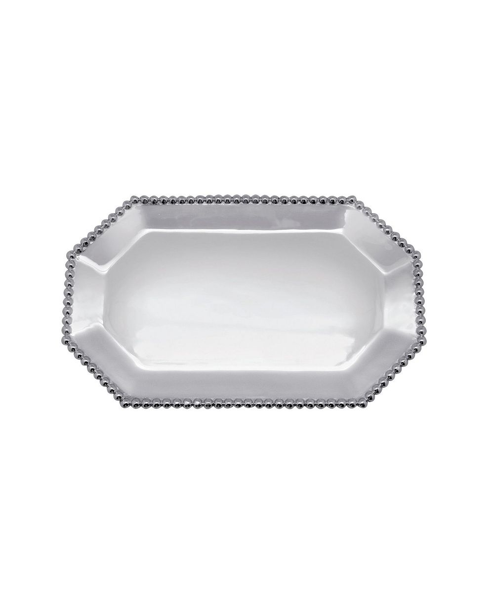 Mariposa Pearled-Border 9.5" Small Rectangular Octagonal Tray
