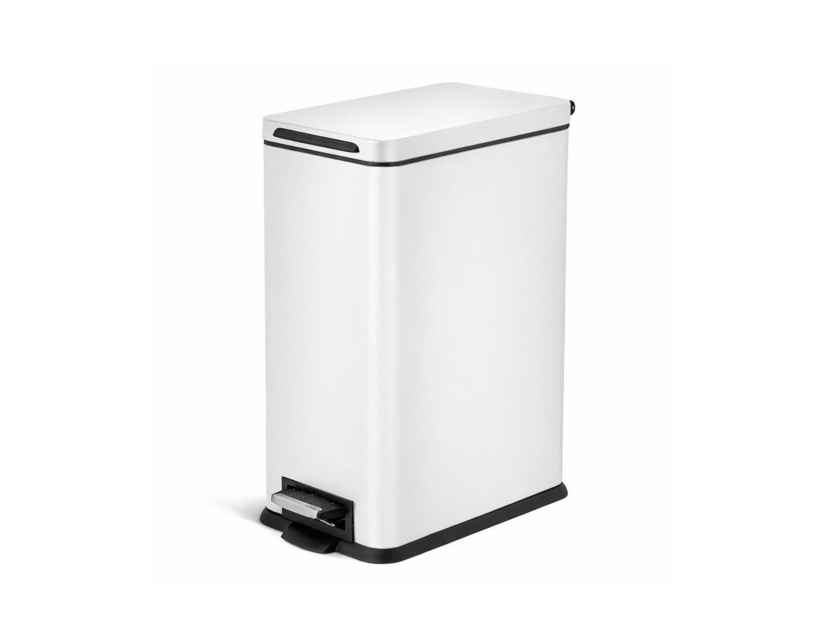 Home Zone Living 8 Gallon Slim Stainless Steel Kitchen Trash Can with Step Pedal and Soft Close Lid