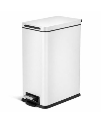 Home Zone Living 8 Gallon Slim Stainless Steel Kitchen Trash Can with Step Pedal and Soft Close Lid