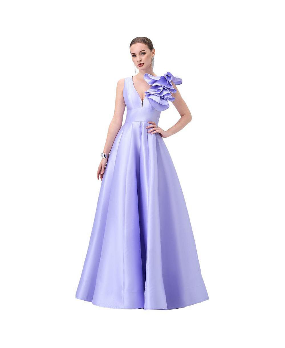 Женское вечернее платье BARIANO Mirella V Neck Ruffle Gown
