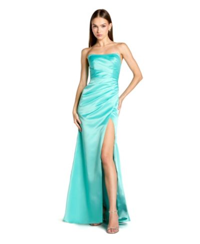 Женское вечернее платье Mac Duggal Strapless Gathered High Slit Gown