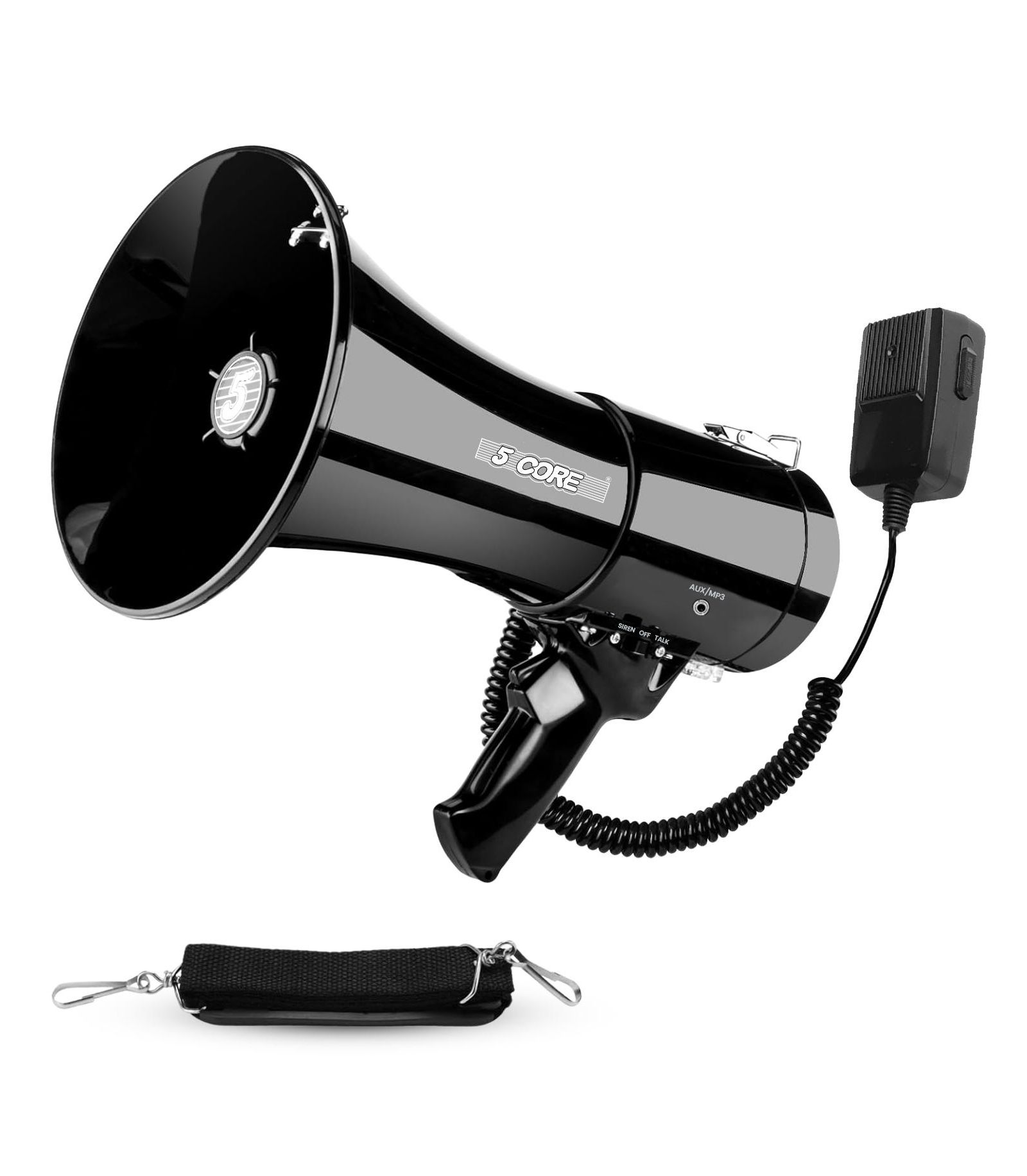 5 Core 50W Bullhorn Portable Built-in Siren Megaphone Speaker