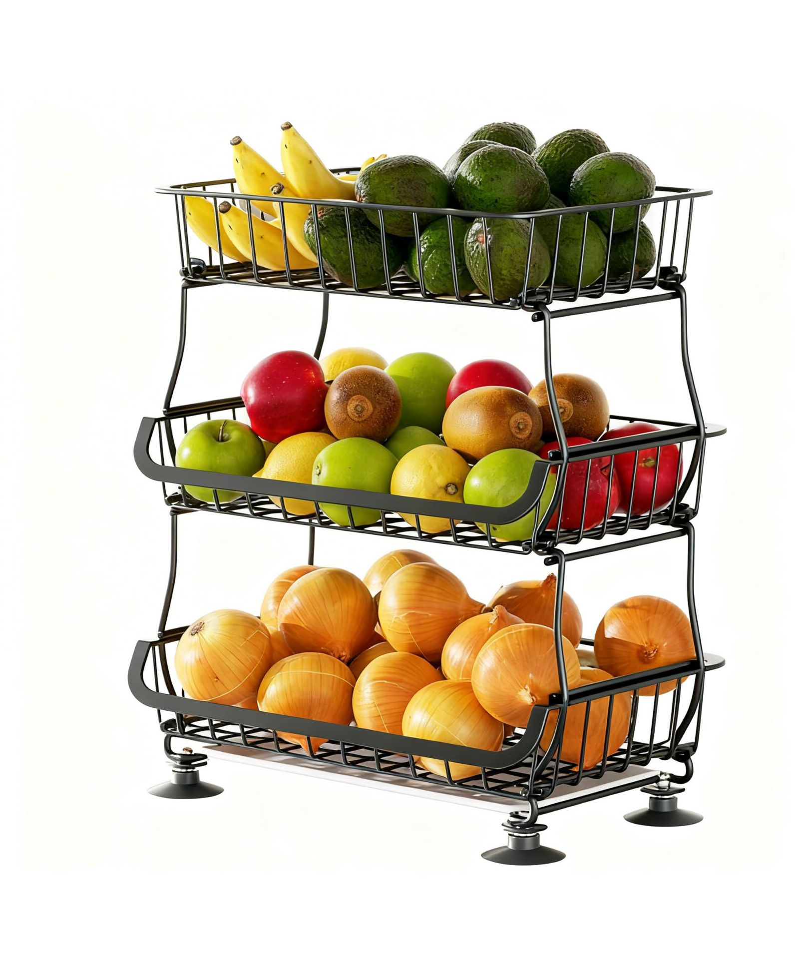 YIGII 3-Tier Rolling Pantry Cart with Lockable Wheels for Kitchen Storage