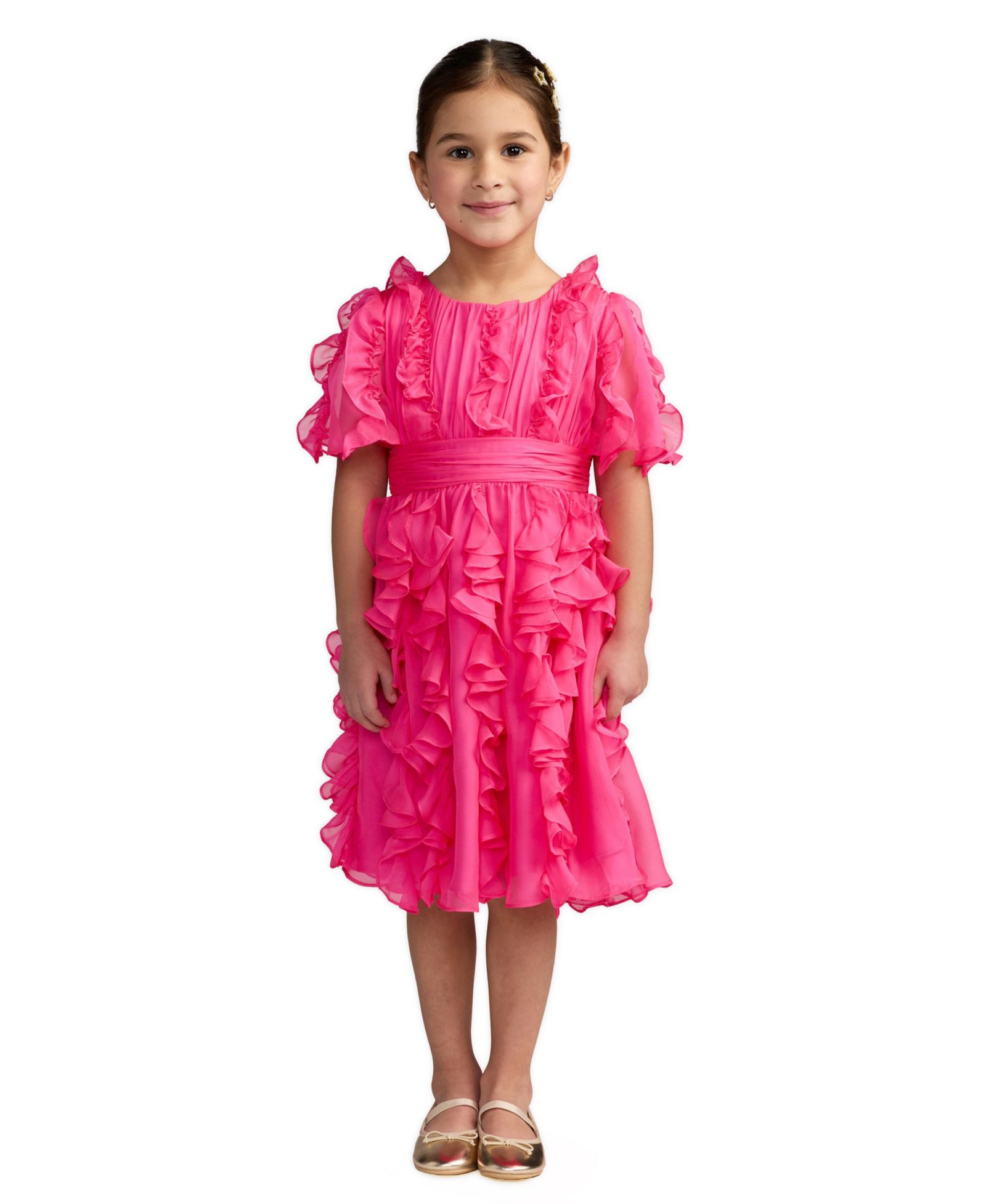 Платье Mac Duggal Little Girls Chiffon High Neck Ruffle