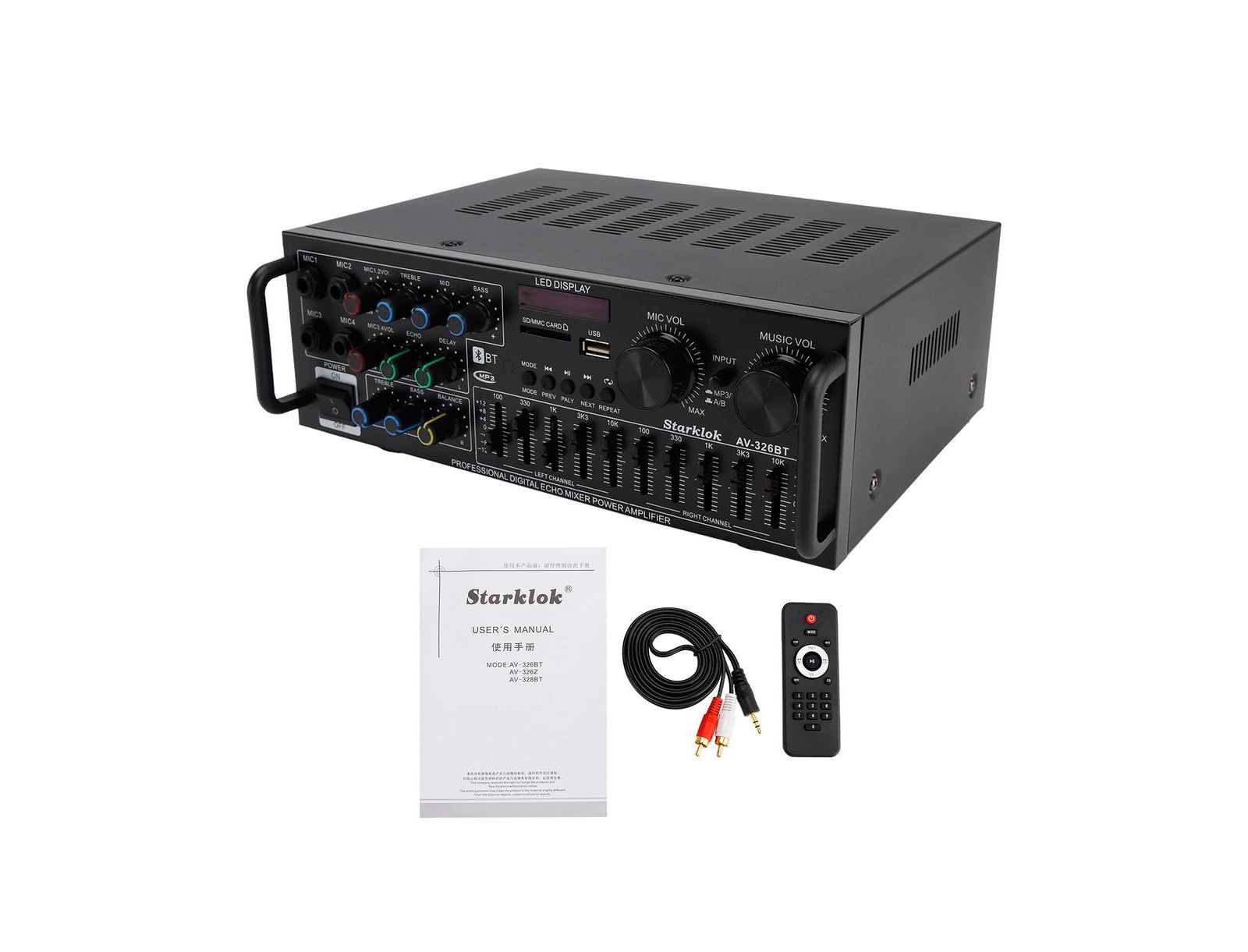 Bluetooth стереоусилитель Artudatech 800W, 2.1 Channel Home Audio с караоке, USB/SD и FM радио
