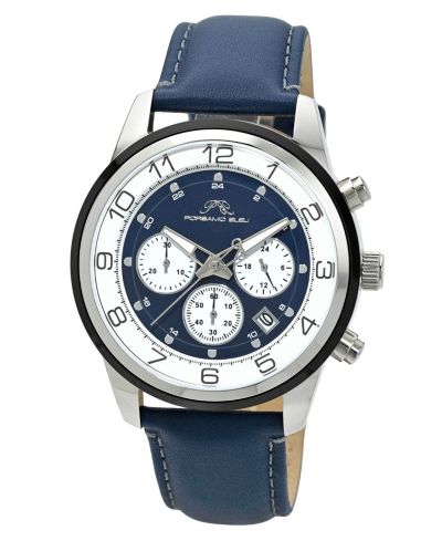 Porsamo Bleu Men's Arthur Chronograph Blue Genuine Leather Band Watch 44 mm
