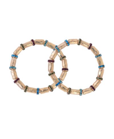 RACHEL Rachel Roy Gold Tone 2 Piece Stretch Bracelet Set