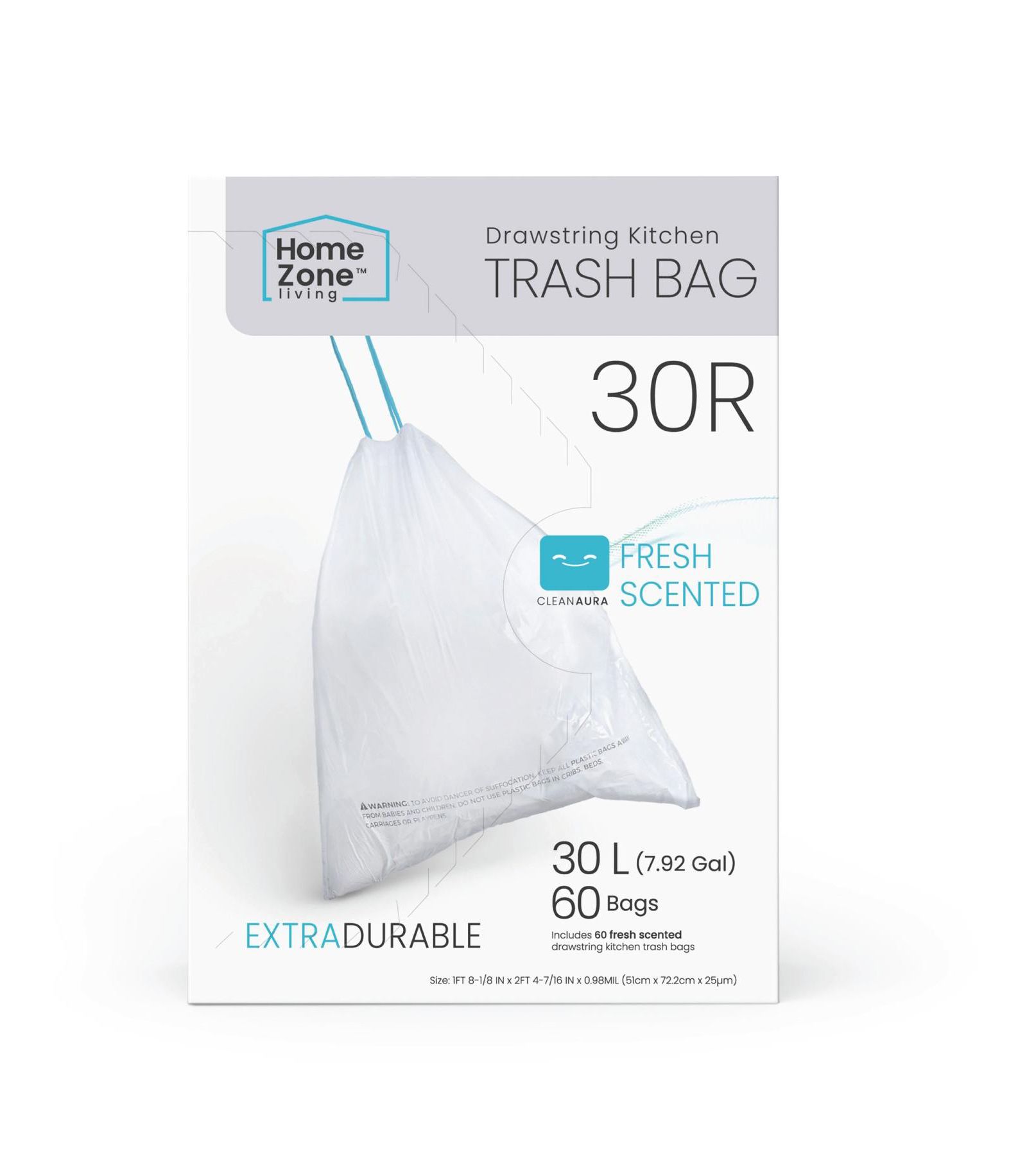Home Zone Living пакеты для мусора Code 30R Drawstring для переработки 8 Gallon, 60 шт.