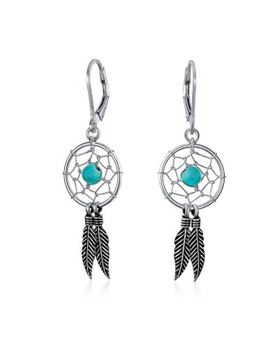Bling Jewelry серьги с бирюзой в стиле Native American