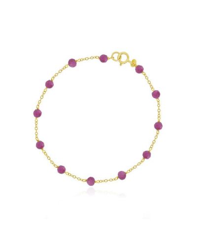 The Lovery Ruby Bead Chain Bracelet 14K Yellow Gold