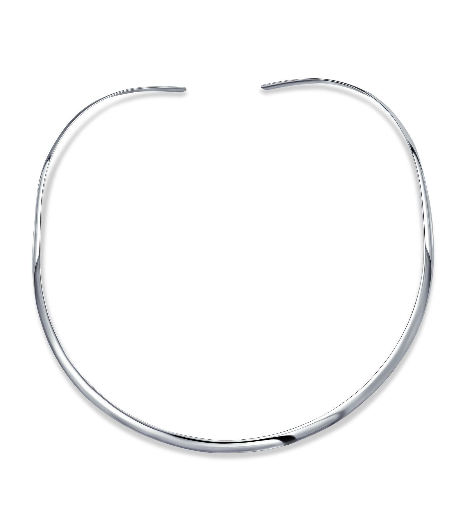 Ожерелье Bling Jewelry Simple Charm Slider Contoured Choker Collar Statement.925 Sterling Silver 3MM