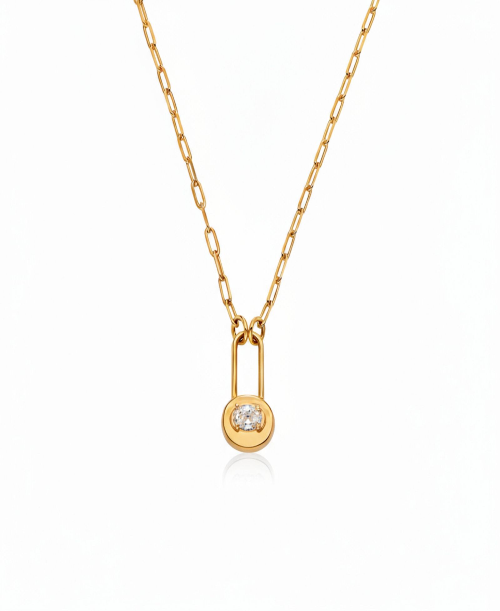Lock and Luna Charm with Oval-Cut Moissanite - Gold