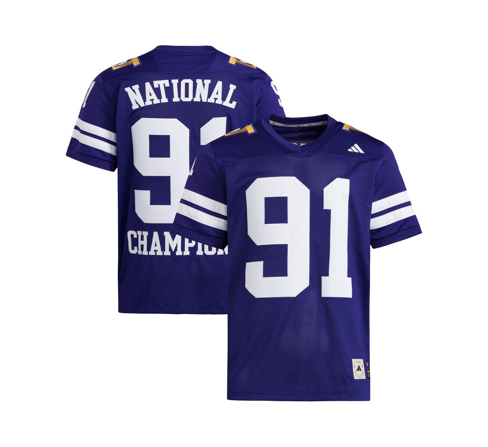 Мужская футбольная джерси Adidas Washington Huskies 1991 National Championship Anniversary Icon, фиолетовая