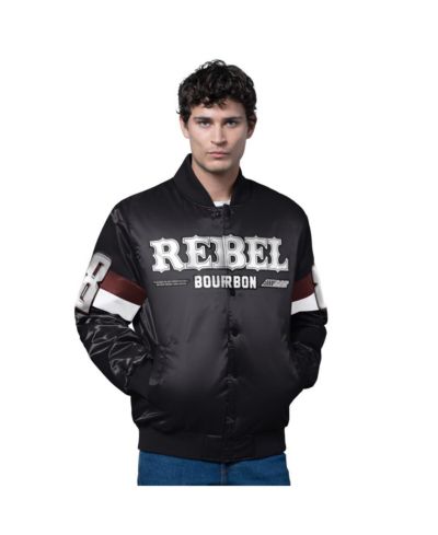 Мужская куртка Starter Black Kyle Busch Triple Option Satin Varsity Full-Snap