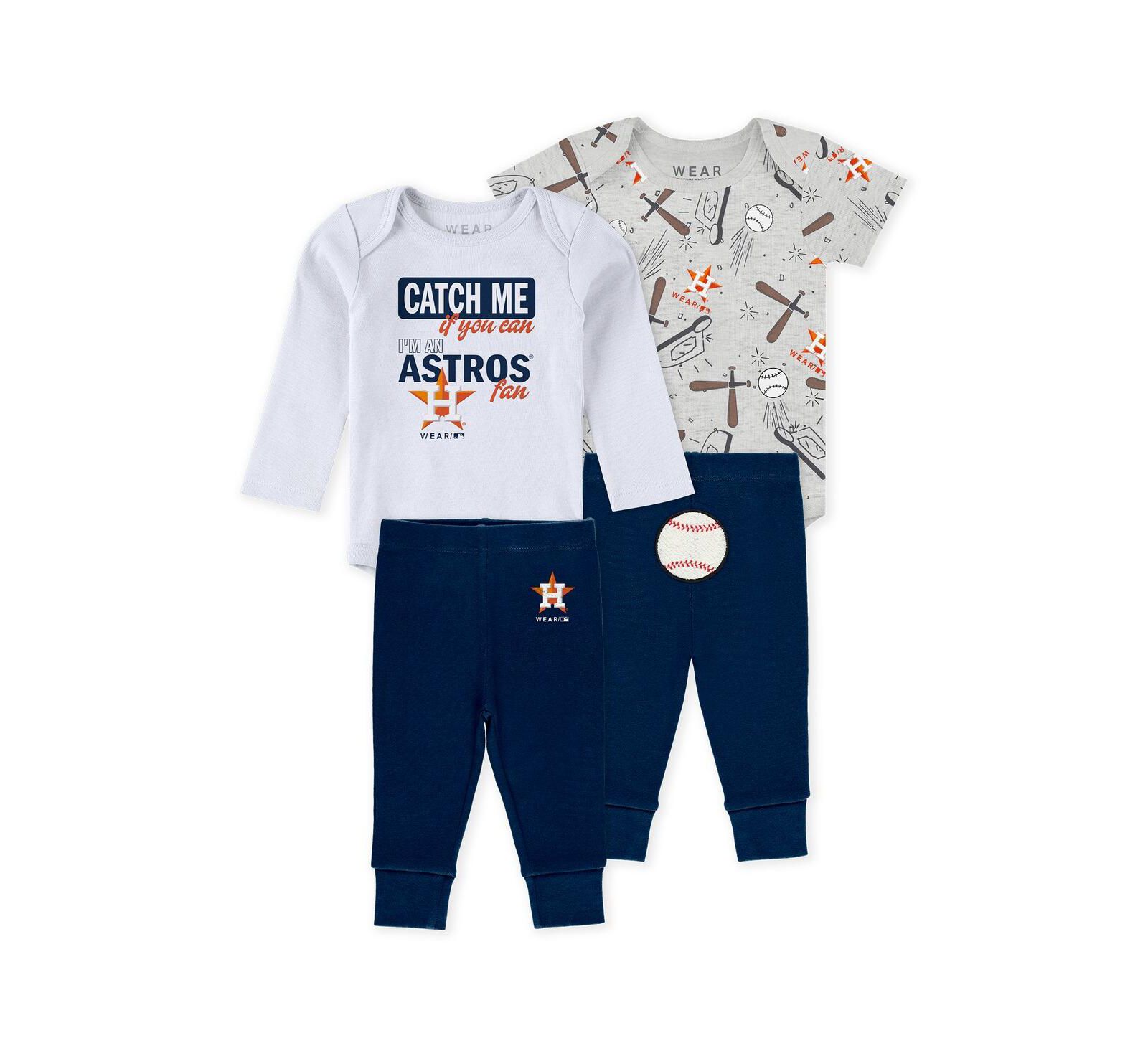 Комплект боди и брюк WEAR by Erin Andrews Houston Astros Heather Gray/White/Navy для малышей