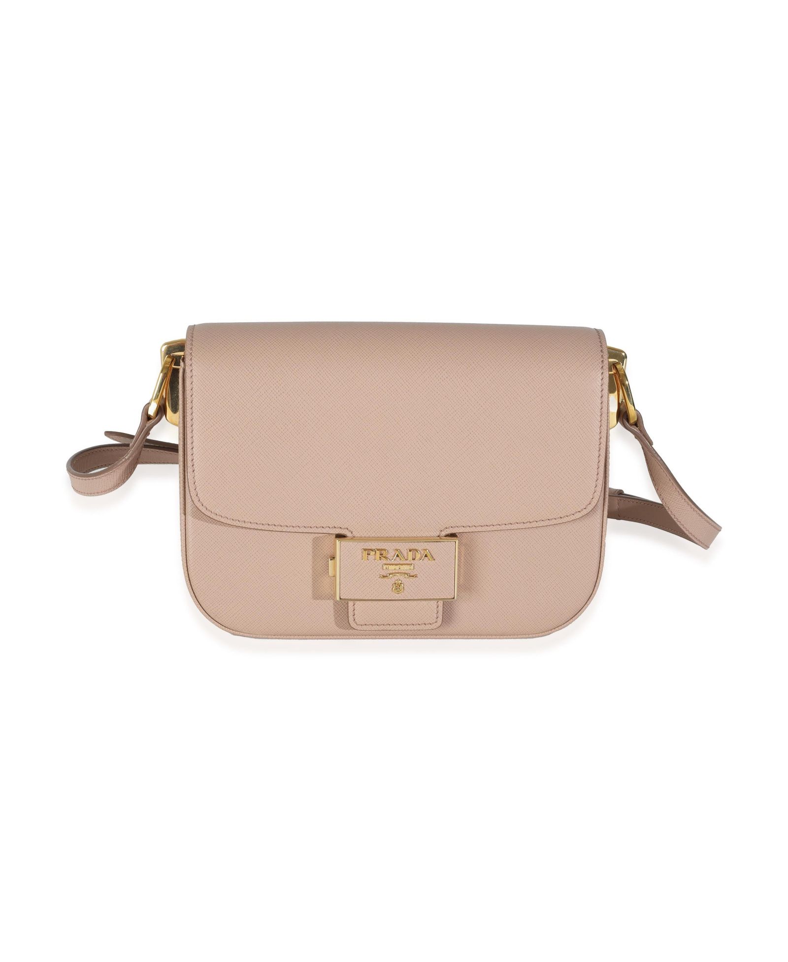 Pre-Owned Prada Cipria Saffiano Lux Embleme Flap Shoulder Bag