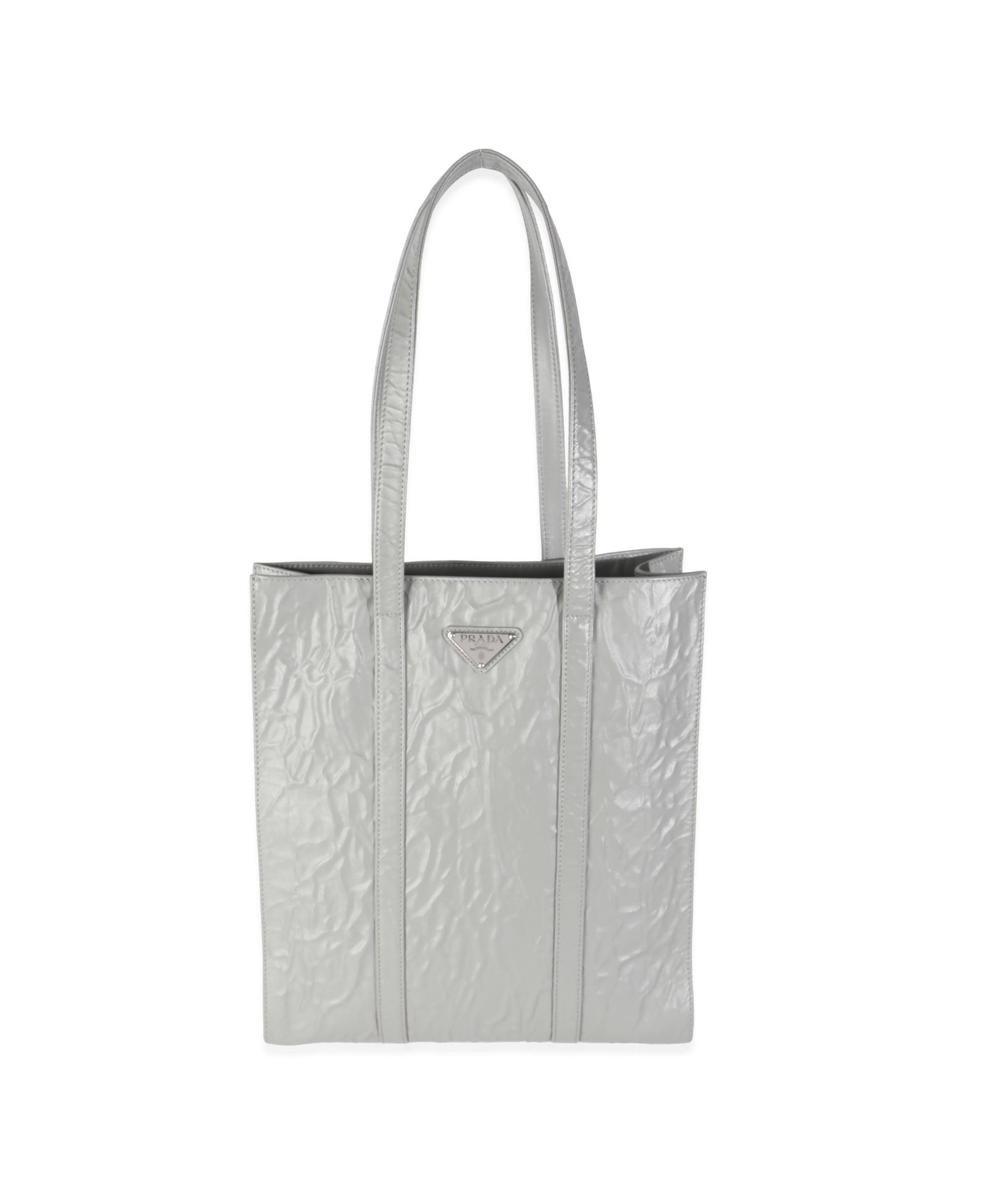 Pre-Owned Prada сумка-тоут antique small из кожи nappa серого цвета