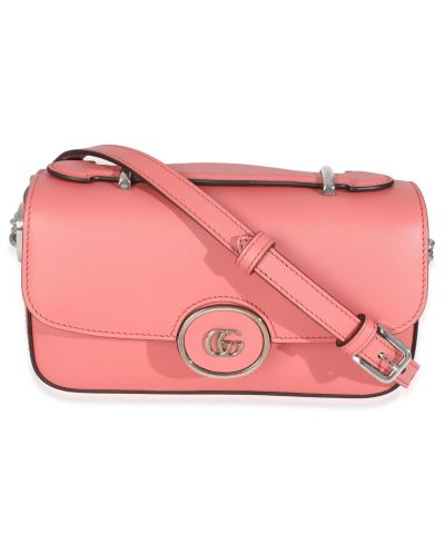 Брендовая сумка на плечо Gucci Pink Senna из телячьей кожи, б/у, Petite GG