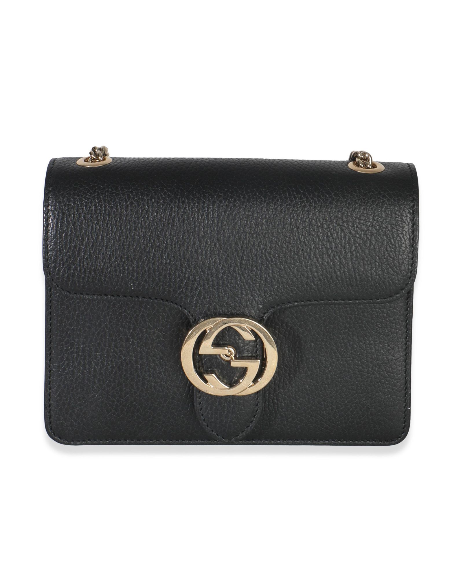 Подержанная маленькая сумка Gucci Black Dollar Calfskin Interlocking G