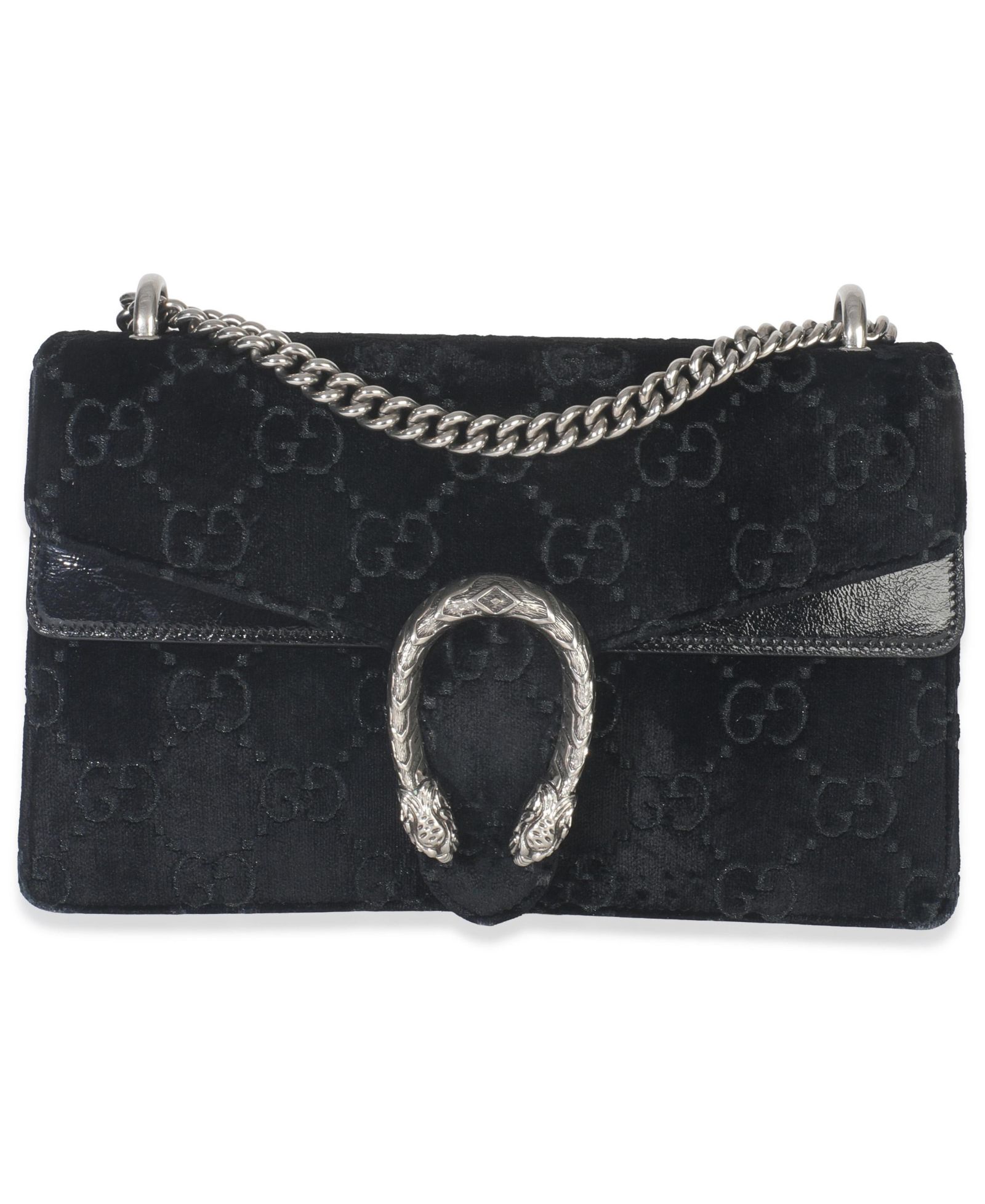 Б/у сумка Gucci Black GG Embossed Velvet Small Dionysus с цепочкой
