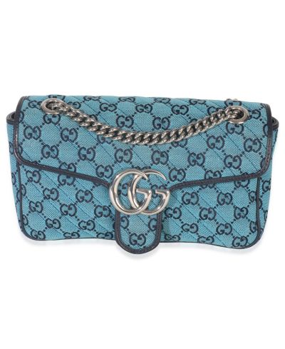 Gucci Б/у маленькая сумка на плечо GG Marmont из канваса Matelasse, синяя