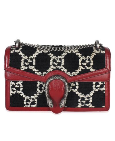 Женская сумка на плечо Gucci Black White Red Tweed GG Monogram Medium Dionysus