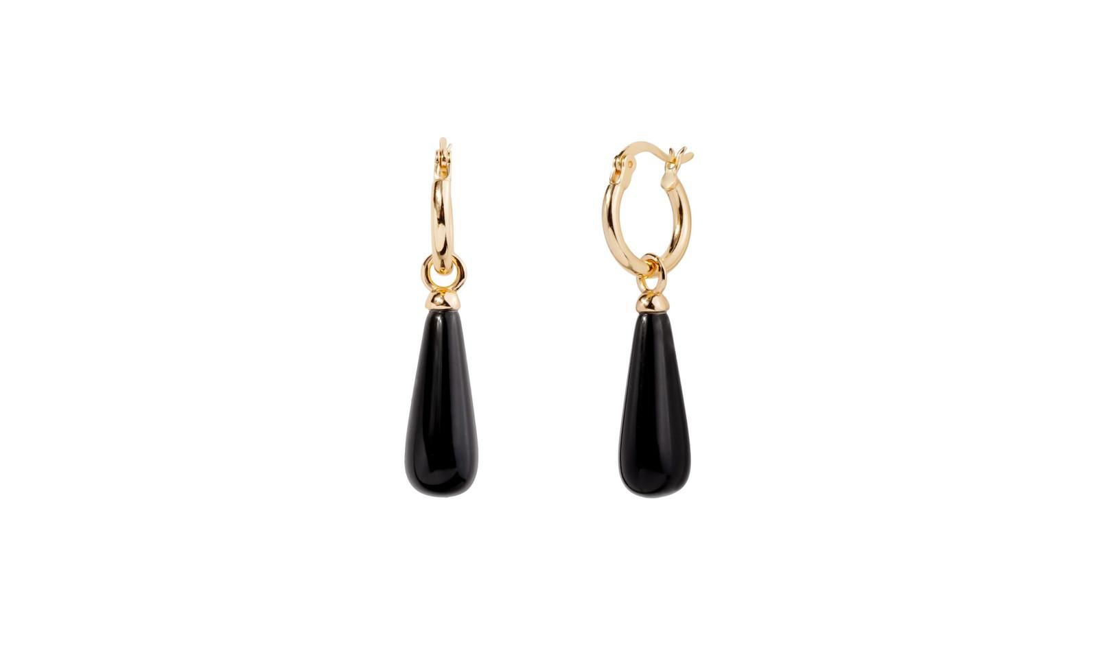 Серьги-кольца Little Sky Stone Belle Black Obsidian