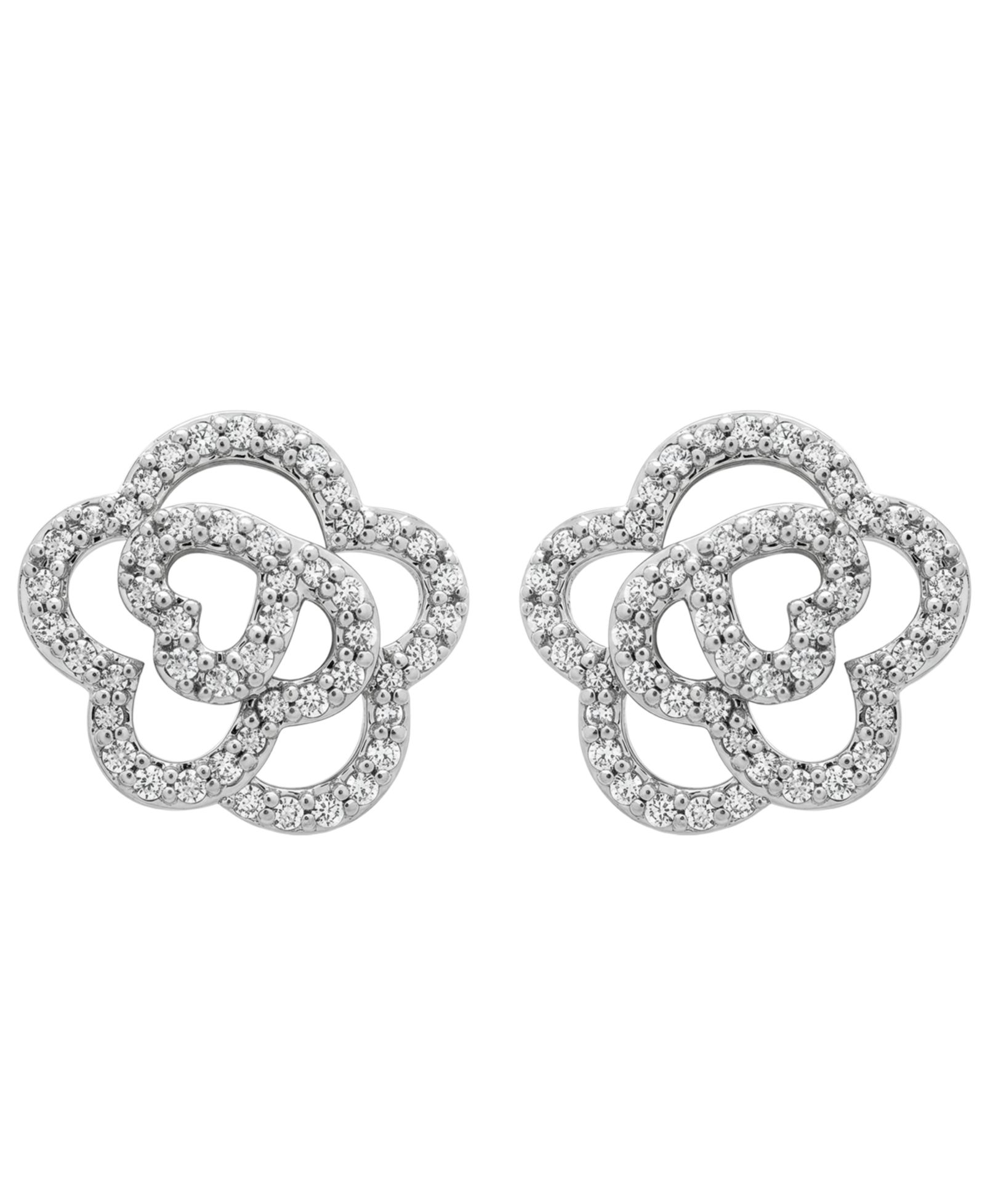 Wrapped in Love Diamond Flower Stud Earrings (1/4 ct. t.w.) in 10k White Gold