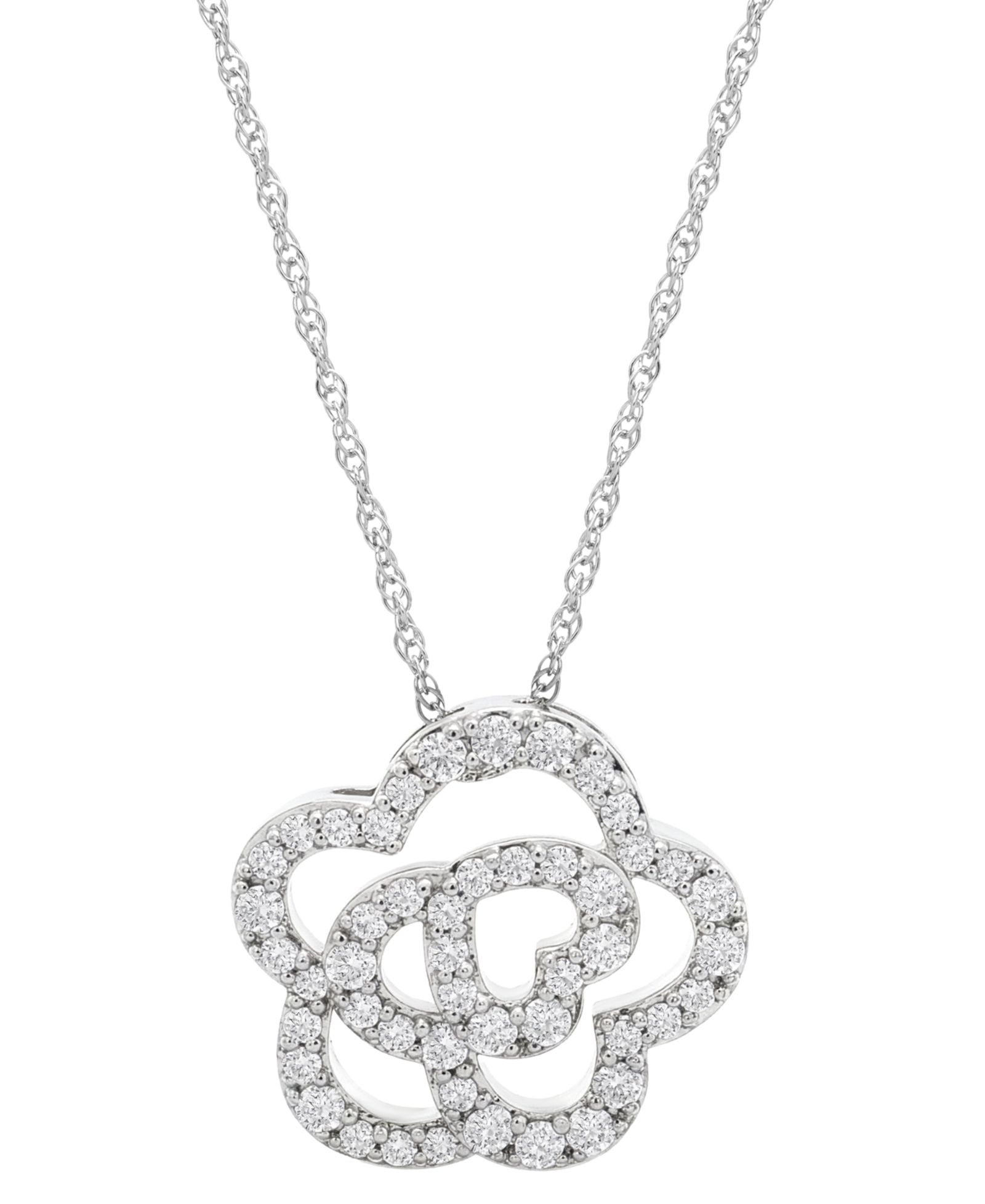 Подвеска Wrapped in Love Diamond Flower в белом золоте 10k