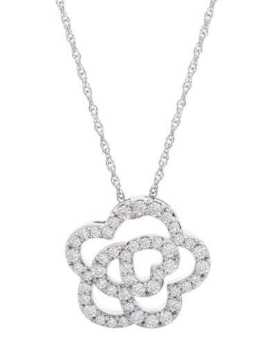 Wrapped in Love Diamond Flower Pendant Necklace (1/3 ct. t.w.) in 10k White Gold