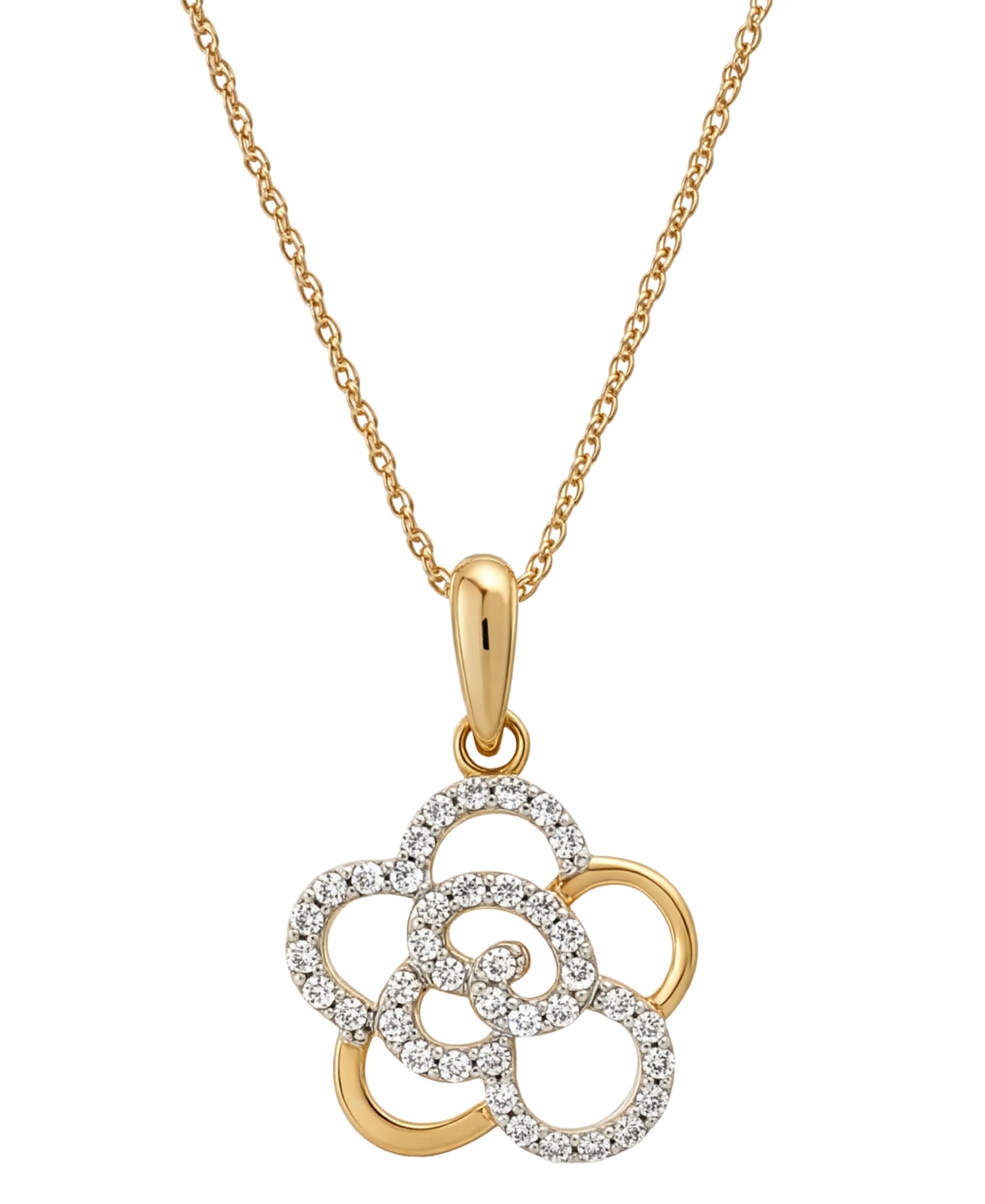 Подвеска-кулон Wrapped in Love Diamond Rose в 10k Yellow Gold (1/4 ct. t.w.)