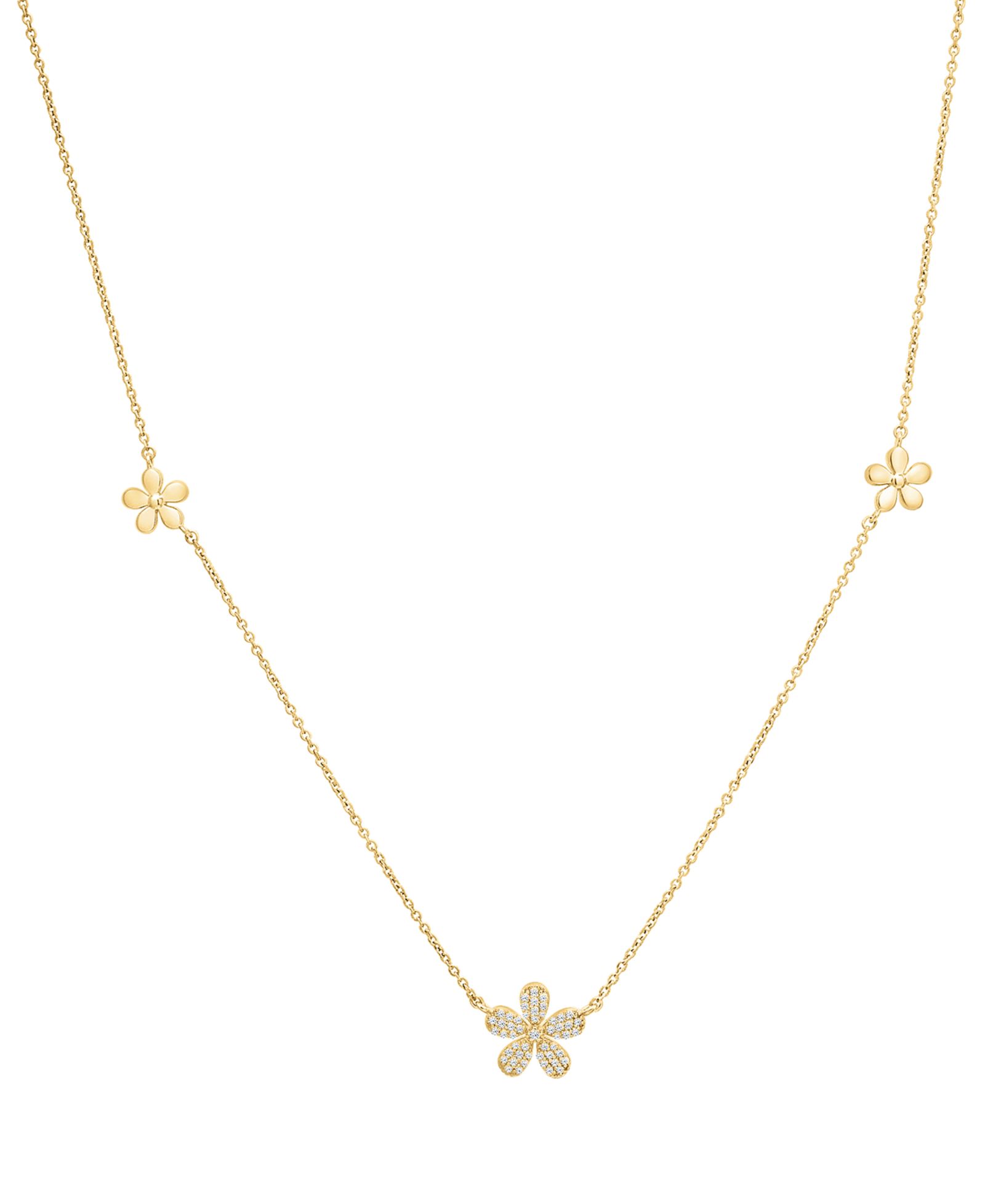 Wrapped ожерелье с бриллиантами и цветами, 10k Yellow Gold, 1/10 ct. t.w.