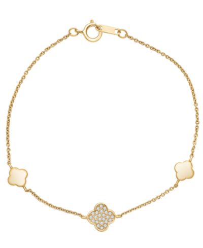 Браслет Wrapped Diamond Three-Clover (1/10 ct. t.w.) в 10k Yellow Gold