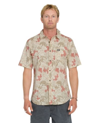 Мужская рубашка Quiksilver с тропическим цветочным принтом и коротким рукавом