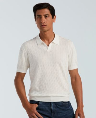 Мужской джемпер-поло Perry Ellis Checker Texture Open Polo Sweater