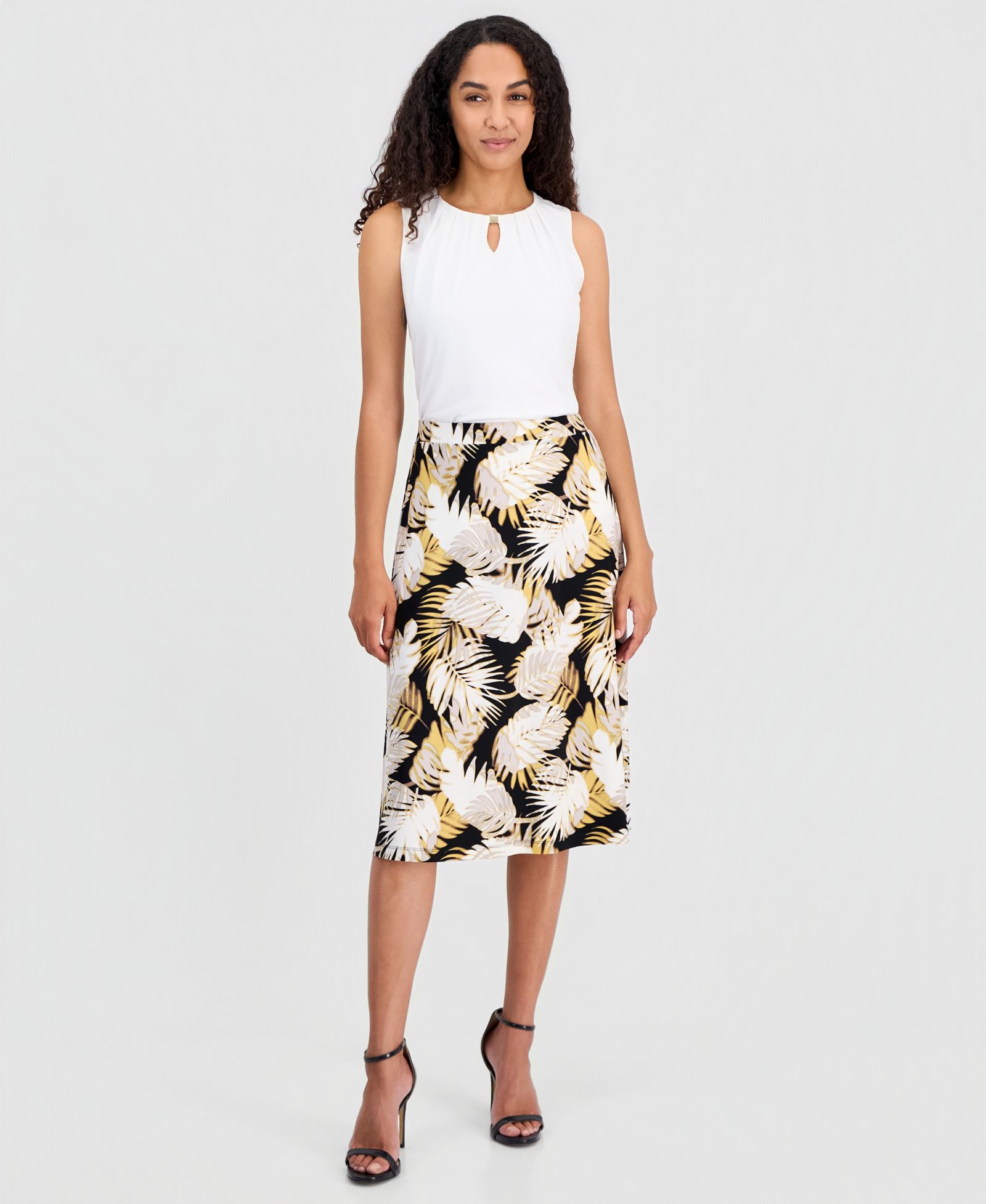 Kasper Women's Printed Pull-On A-Line Stretch Skirt