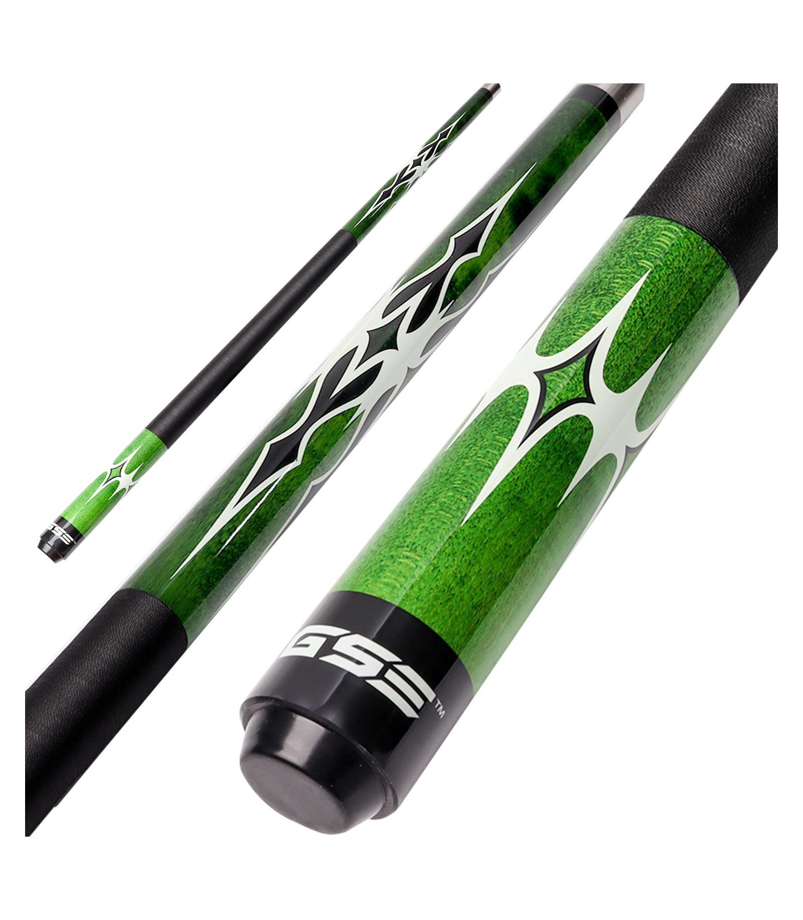 GSE Games & Sports Expert 58" 2-Piece Green Canadian Maple Hardwood Billiard Pool Cue Stick for Men/Women - 21oz