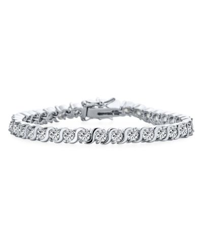 Bling Jewelry Fancy 20CTW CZ Cubic Zirconia Wave S-Link Swirl Tennis Bracelet, Silver Plated