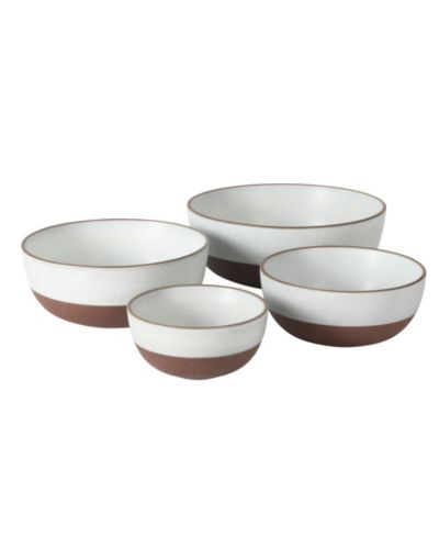Gibson Home William Crest 4 Piece Nesting Serving Stoneware Reactive Bowl Set, 5”, 6.25”, 7.5”, 9”, Prep & Serving Bowls