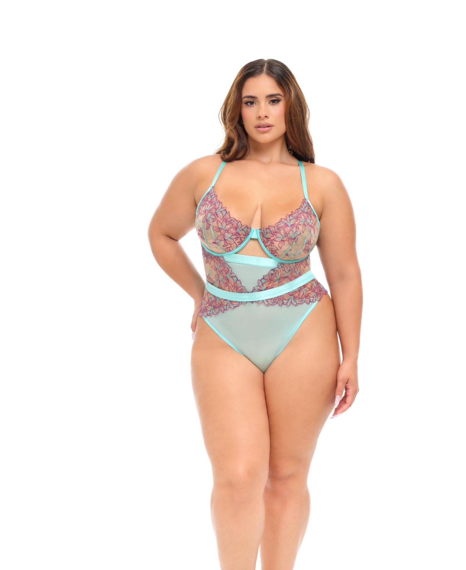 Тедиди Oh La La Cheri Plus Size Curvy Adaline Embroidered Mesh