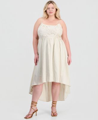 And Now This Trendy Plus Size Lace-Trim Striped Midi Dress, Macy's Exclusive