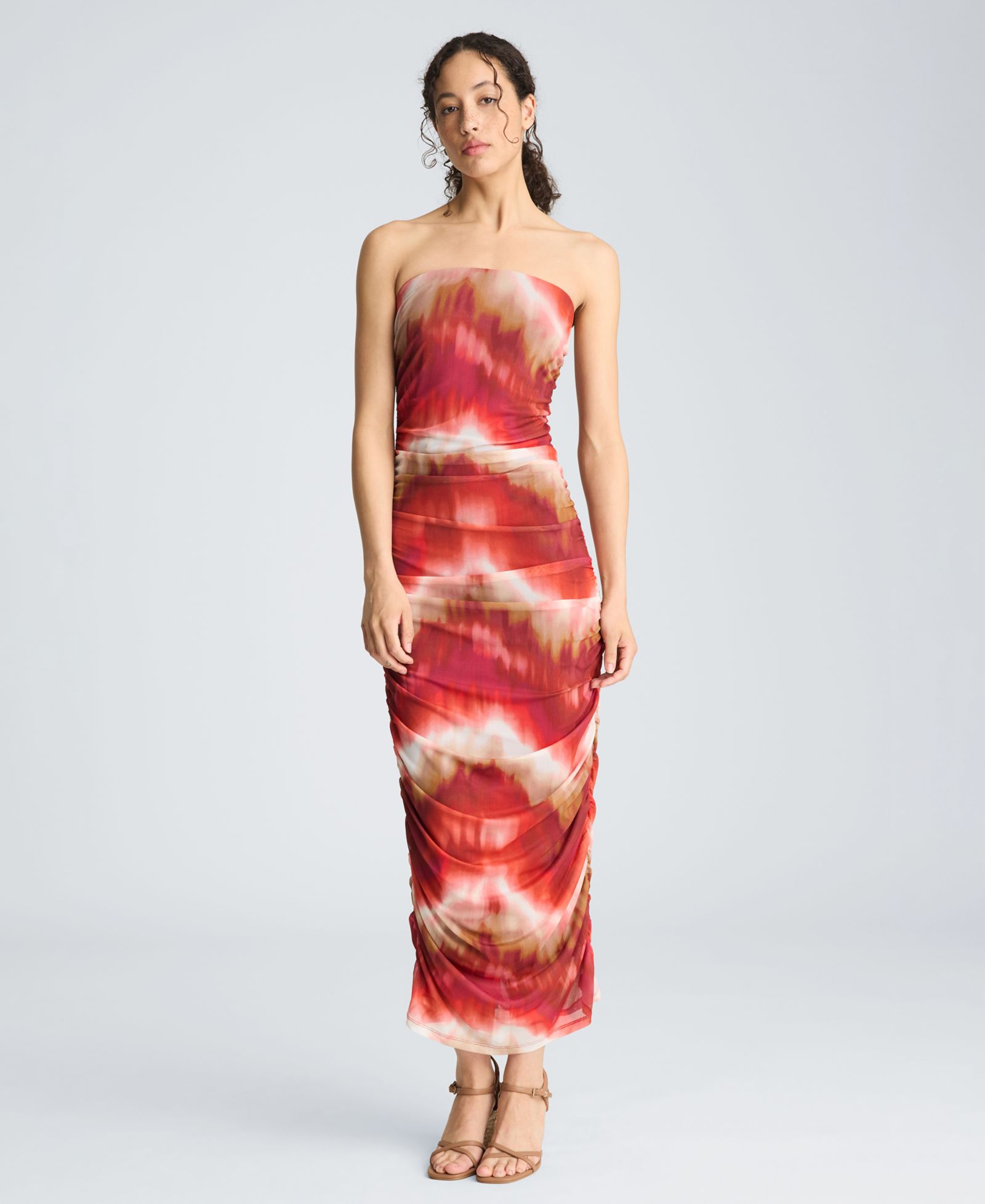 Kenneth Cole Women's Strapless Ruched Midi Dress