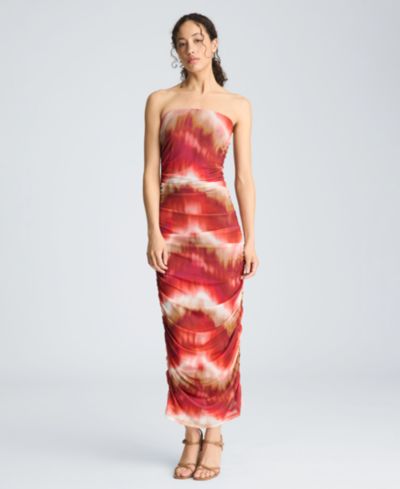 Kenneth Cole Women's Strapless Ruched Midi Dress