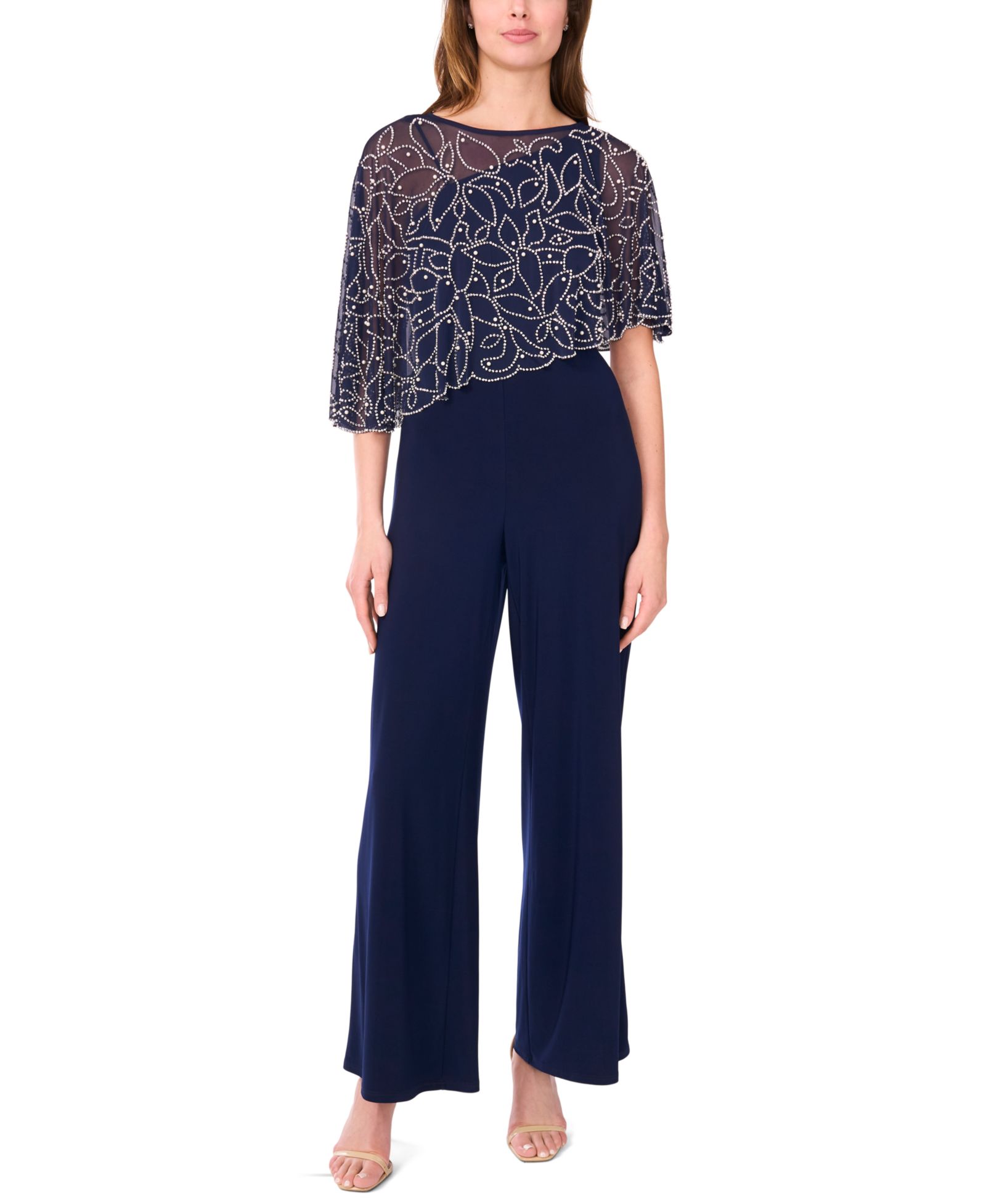 MSK Petite Polyester-Blend Crewneck Jumpsuit