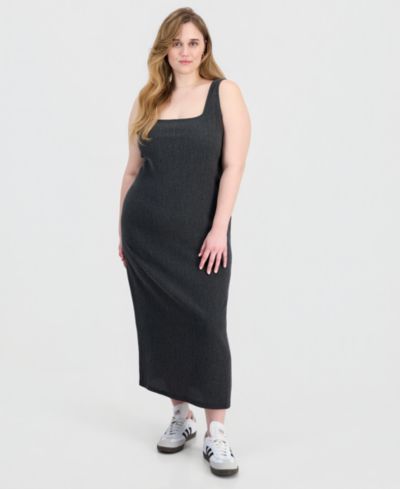 FULL CIRCLE TRENDS Trendy Plus Size Square-Neck Maxi Dress