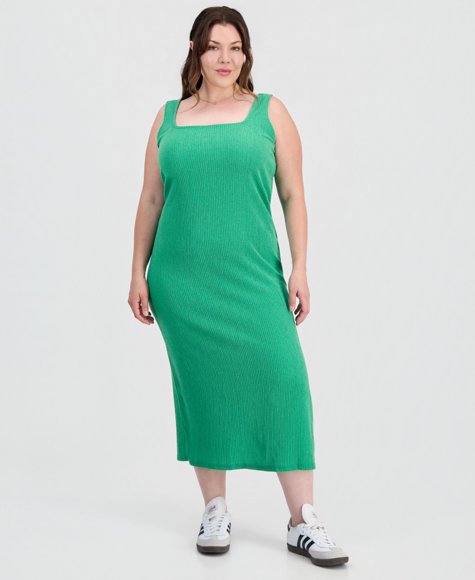 FULL CIRCLE TRENDS Trendy Plus Size Square-Neck Maxi Dress