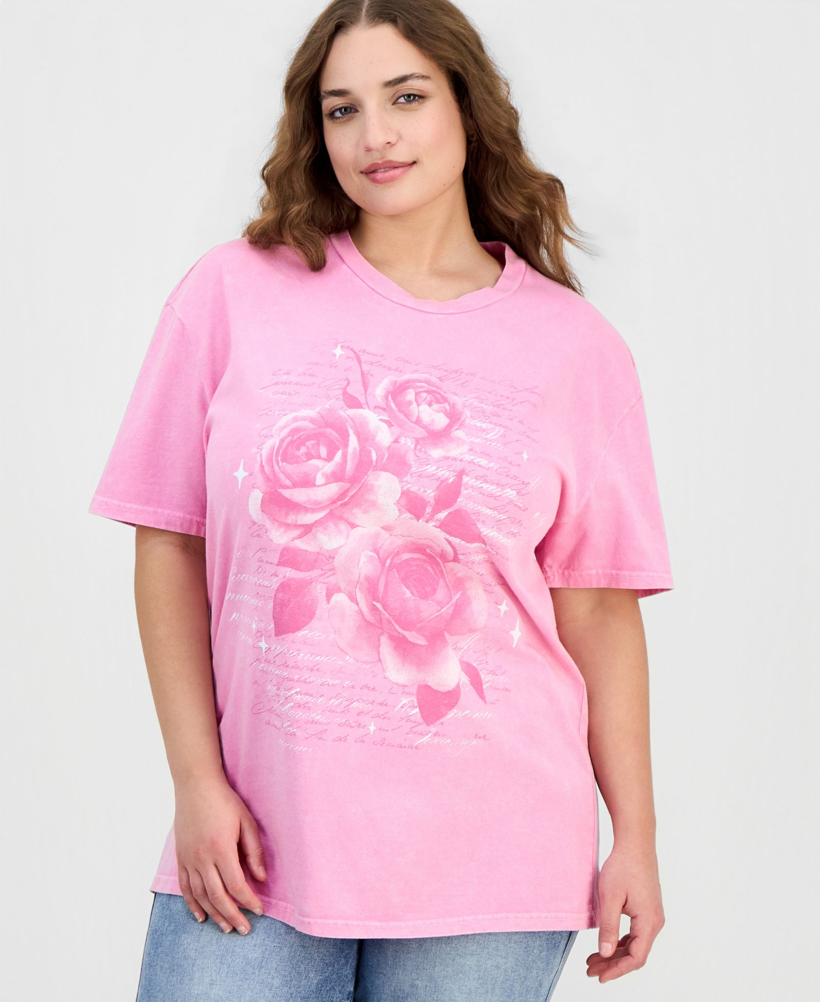 Rebellious One футболка Plus Size Cotton Hibiscus с эффектом минеральной стирки